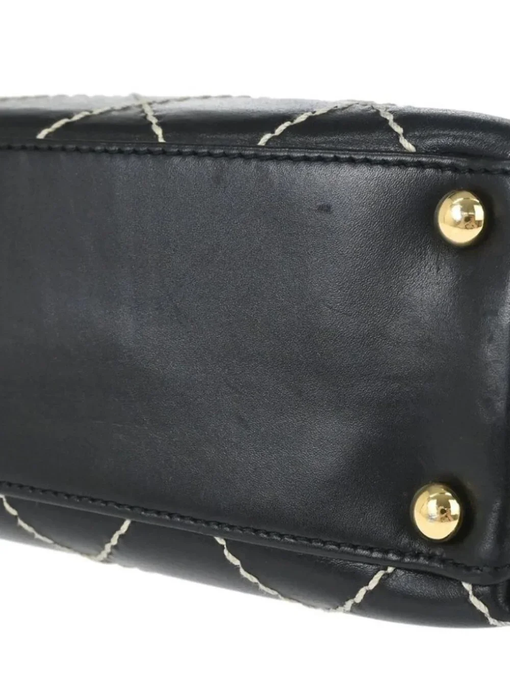 Chanel Black Calfskin Wild Stitch Tote Handbag